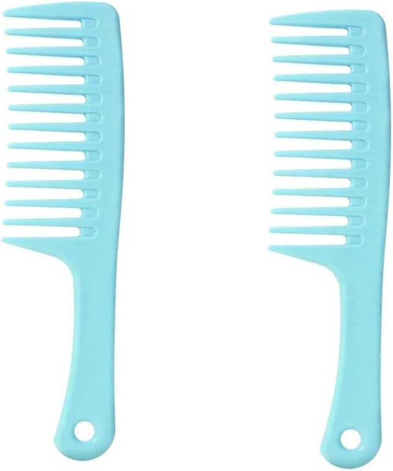 Two Set Large Wide Tooth Comb Detangling Wet or Dry Hair Combs Shower Comb for Women,Men,Hair Styling Brush for Natural Hair,Curly Hair,Long Hair (Cyan, One Size) image number 2