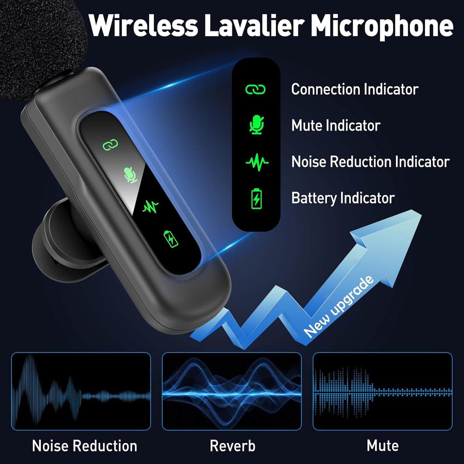 3 in 1 Wireless Lavalier Microphones for Iphone/Android/Camera Devices，2 Pack Magnetic Lavalier Mic ,Mini Microphone with Mute/Reverb/Noise Reduction for Youtube/Vlog/Tiktok Podcast Content Creator image number 6