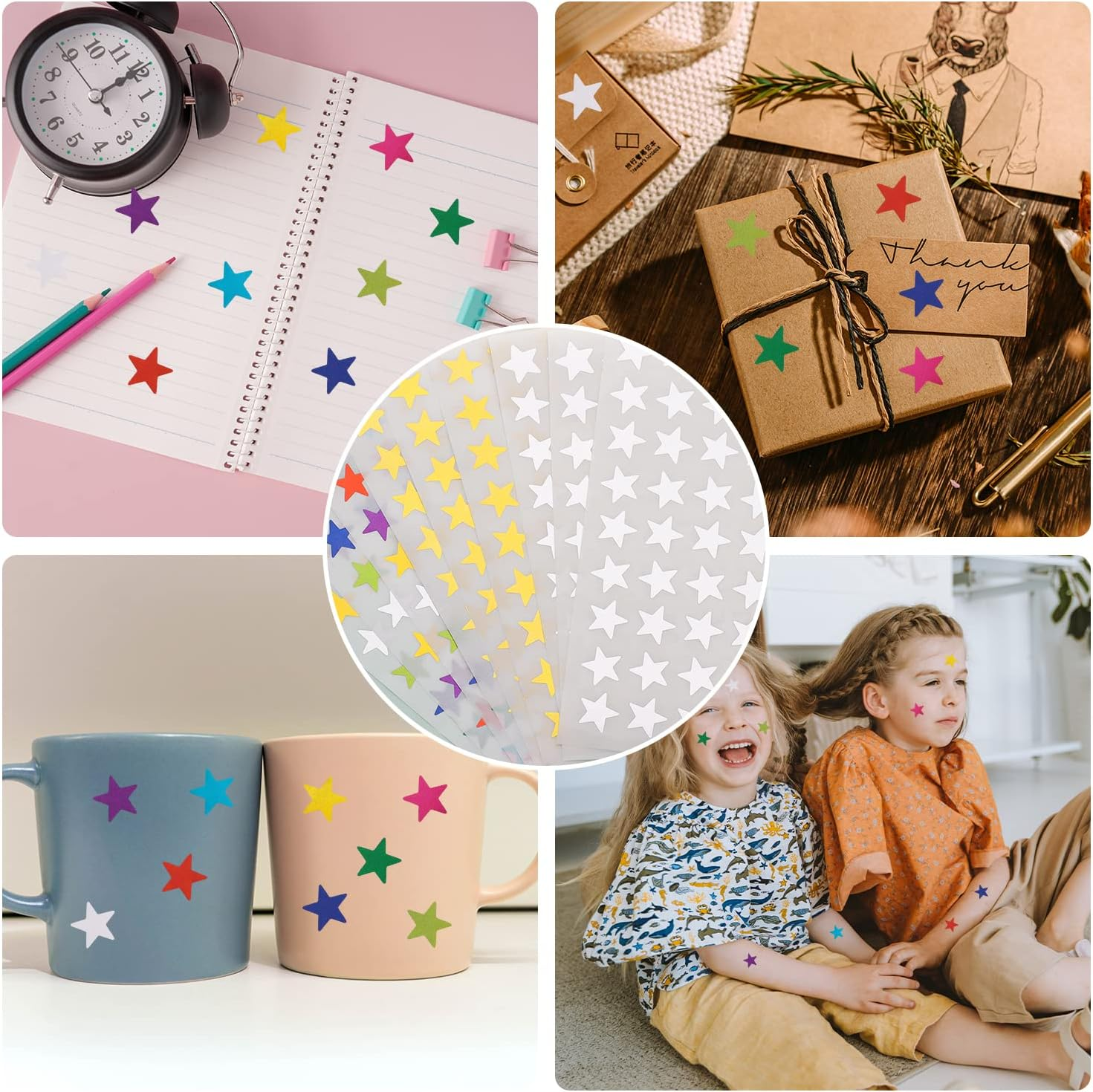 1620Pcs/ 30Sheets Small Star Stickers, 1.3Cm/0.5 Inch Foil Star Stickers Incentive Reward Star Stickers for Kids Craft Wall Home School Office (Gold, Silver, Colored) image number 2