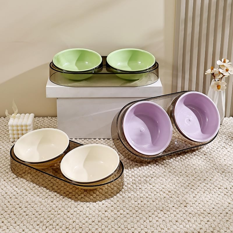 THJOPOKEEL Elevated Dog Cat Bowls, Food Feeder Stand, Double Dog Feeding Bowl Set, Dog Food Bowls for Small Dogs Cats Pets Puppy, Dishwasher Safe - Green image number 6