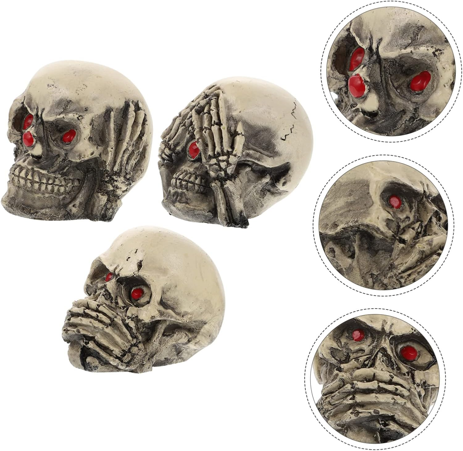 3Pcs Resin Skulls Aquarium Decor Fish Tank Landscaping Ornaments for Crawling Pets Sturdy Compact Halloween Scene Decoration image number 4