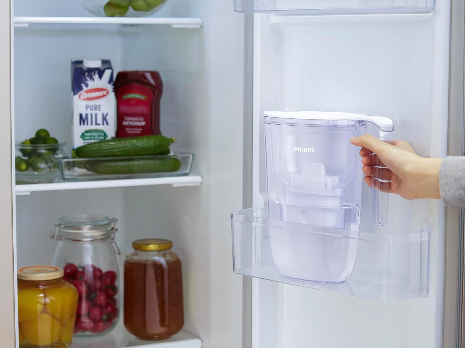 Philips Water Filter Jug 2.6L, White Flip-Top Lid, Timer, 1X Filter AWP210 150L image number 5