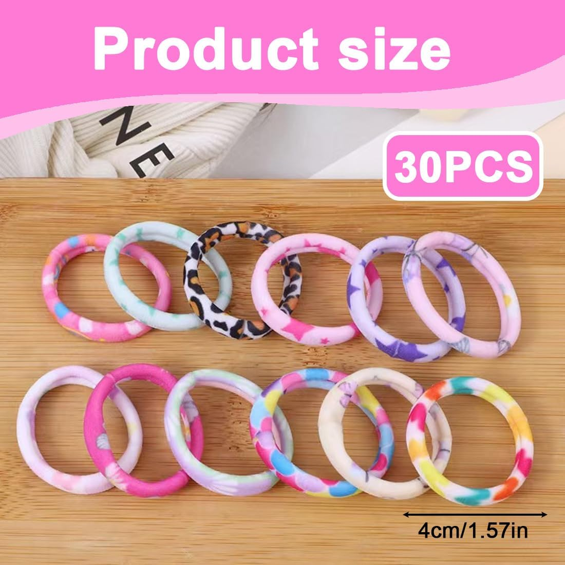 SGERUFZ 30 Pieces Colourful Hair Bands for Girls, Colourful Elastic Braided Bands for Girls, Highly Stretchy and Durable Hair Accessories Headbands, Suitable for Various Hairstyles