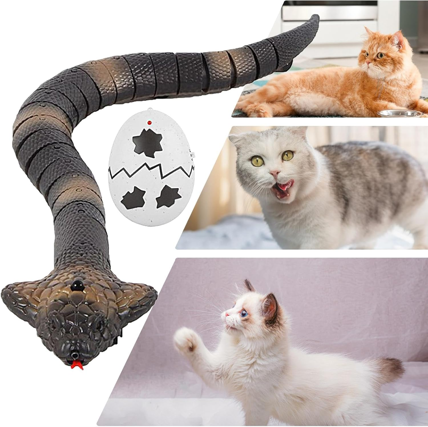 Remote Control Snake Cat Toy, Electric Cobra Cat Toy, Realistic Snake Toy, Smart Sensor Cat Toy, Obstacle Avoidance Toy, Interactive Cat Toy, Remote Control Cobra, Realistic Cat Play Toy, Double Funct image number 6