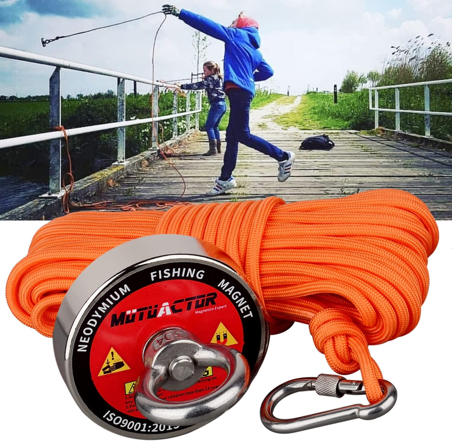 Fishing Magnet Kit,700Lb,1000Lbs,1200Lbs Neodymium Magnet,Strong Magnet Fishing Heavy Duty with 65Ft Salvage Rope,Gloves,Bag for Retrieving Tools &Find Treasure (700Lbs Vertical Set)
