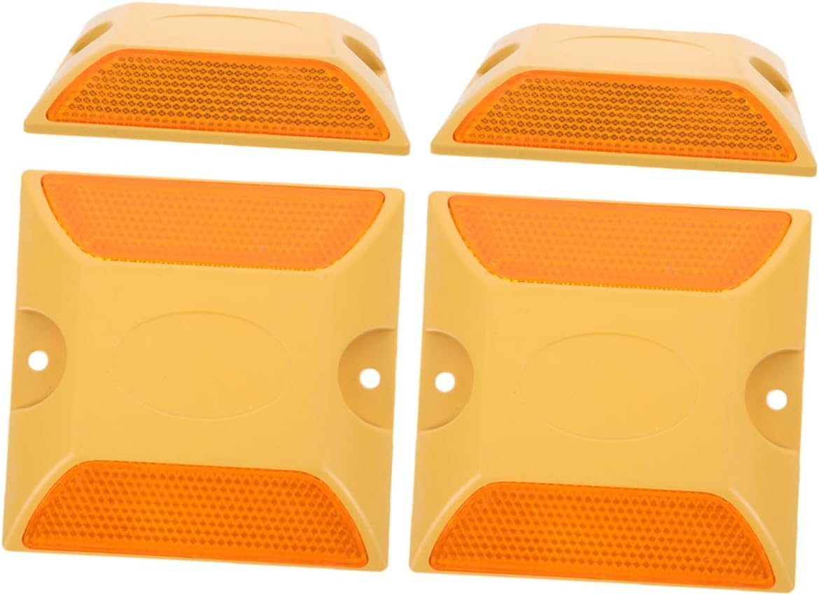 4Pcs Reflective Road Studs for Driveway Double-Sided Adhesive Pavement Markers Raised Design image number 4