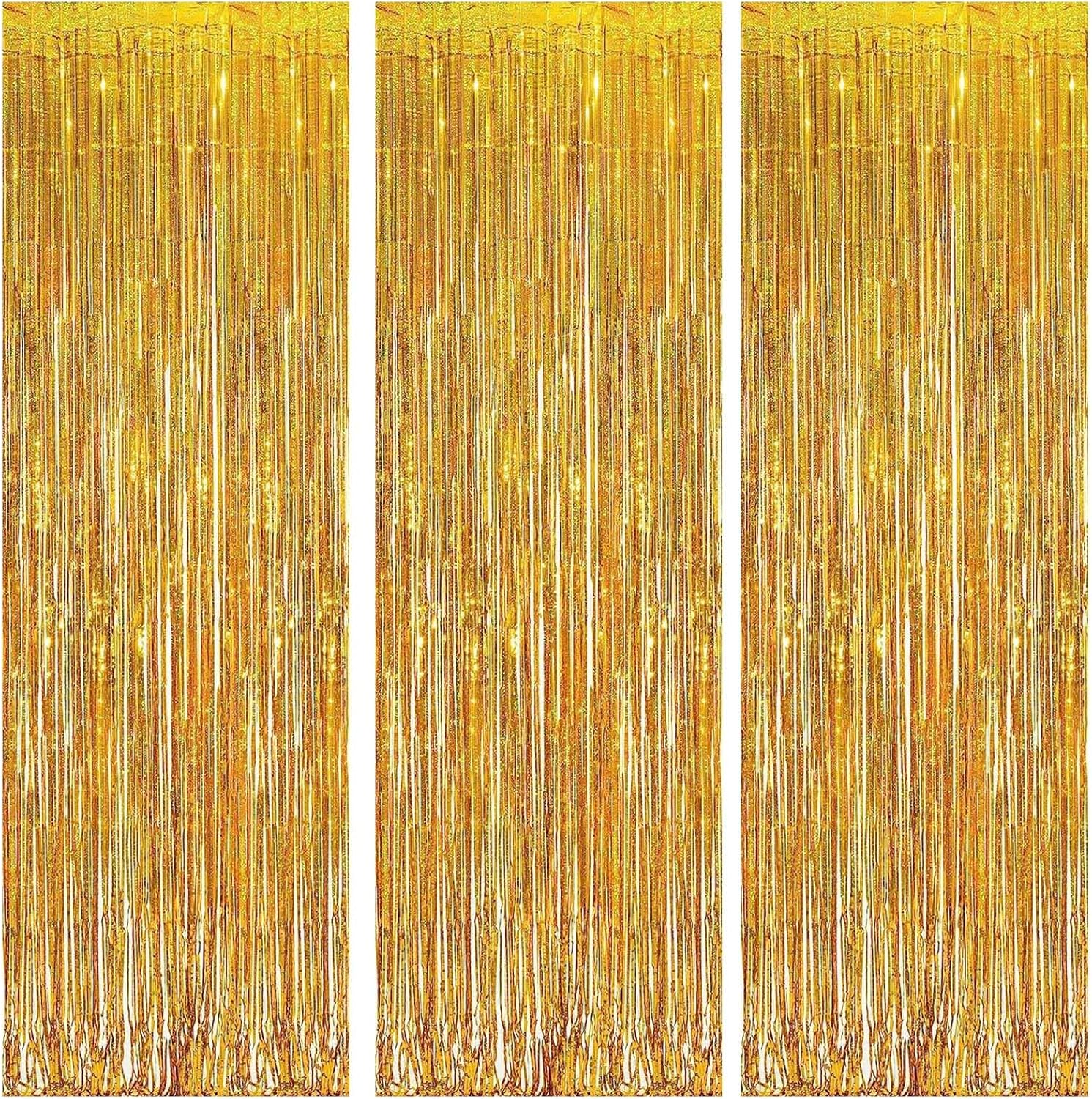 2 Pack Photo Booth Backdrop Foil Curtain Tinsel Backdrop 3.3Ft X 9.9Ft,For Halloween Party, Birthday, Wedding, Graduation, Halloween,Wizard Decorations (Champagne Gold)