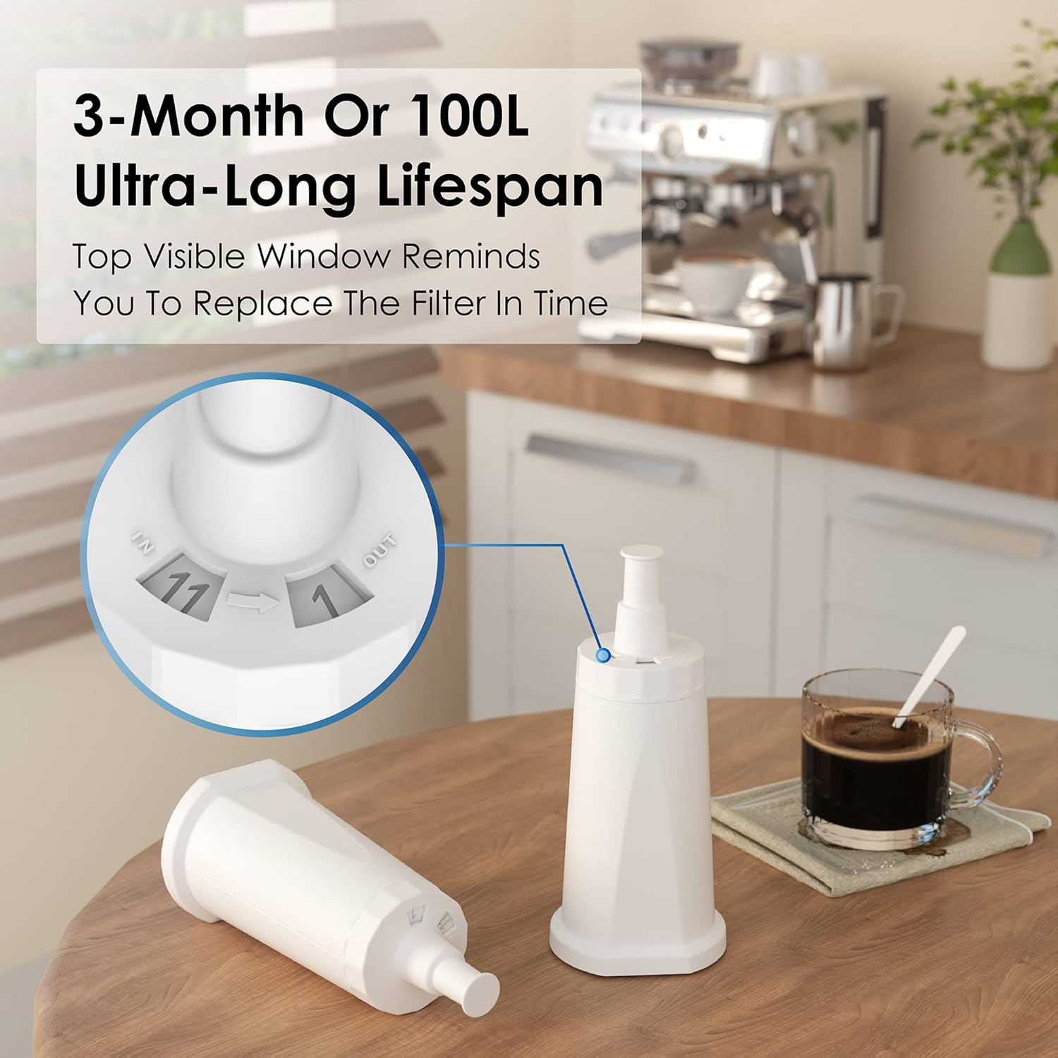 Waterdrop Water Filter, Replacement for Breville&reg; Coffee Machine Filter, SES008WHT0NEU1, BES008, Barista SES810/SES875/SES880/SES920/SES980/SES990, T&Uuml;V S&Uuml;D Certified (6 Pack) image number 3