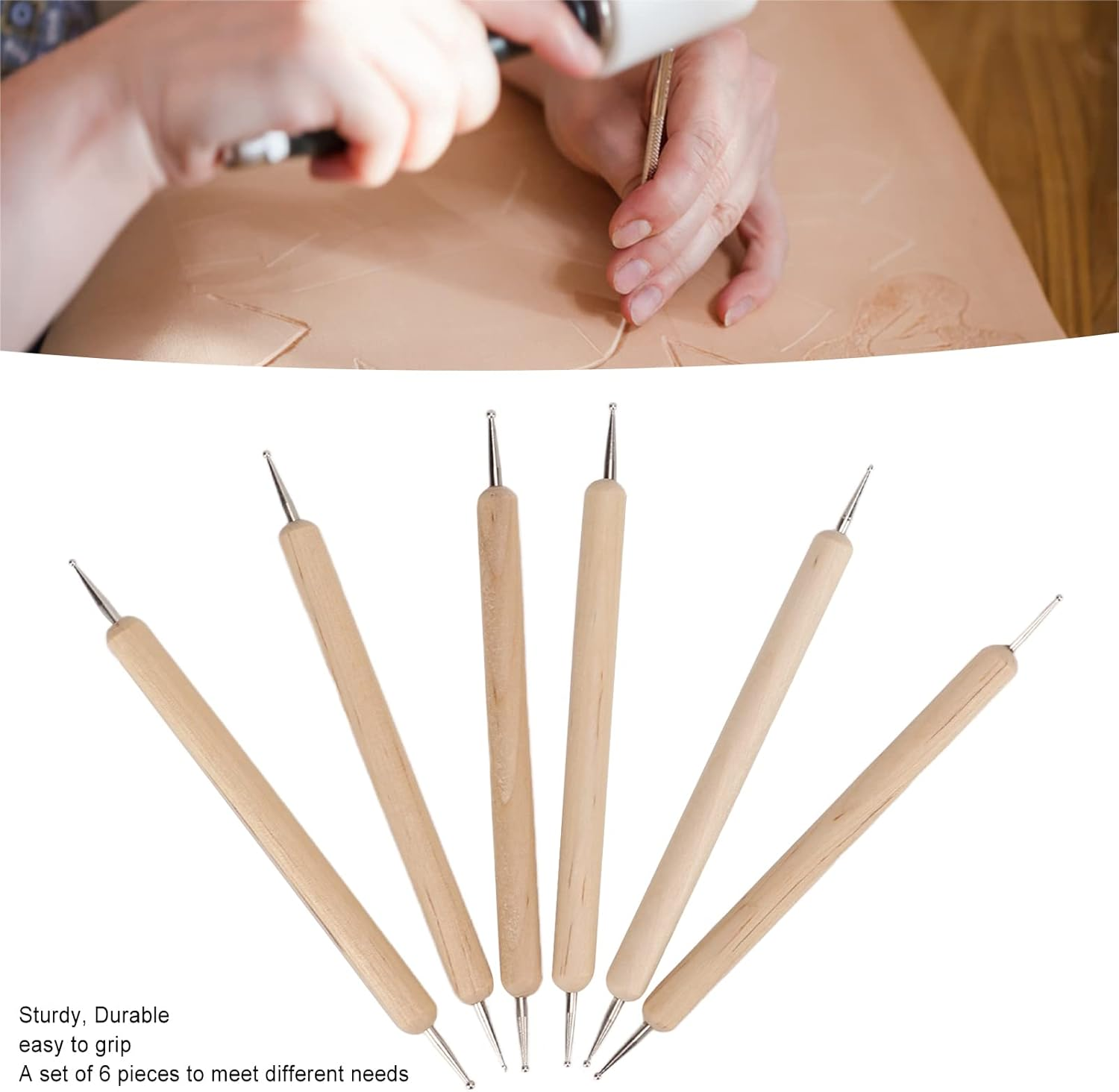 BAOFUYA Embossing Pen Tools with Double End, 6 Pieces Dotting Pen, Nail Art Dotting Tools for Rock Painting, Ceramic Modeling, Embossing