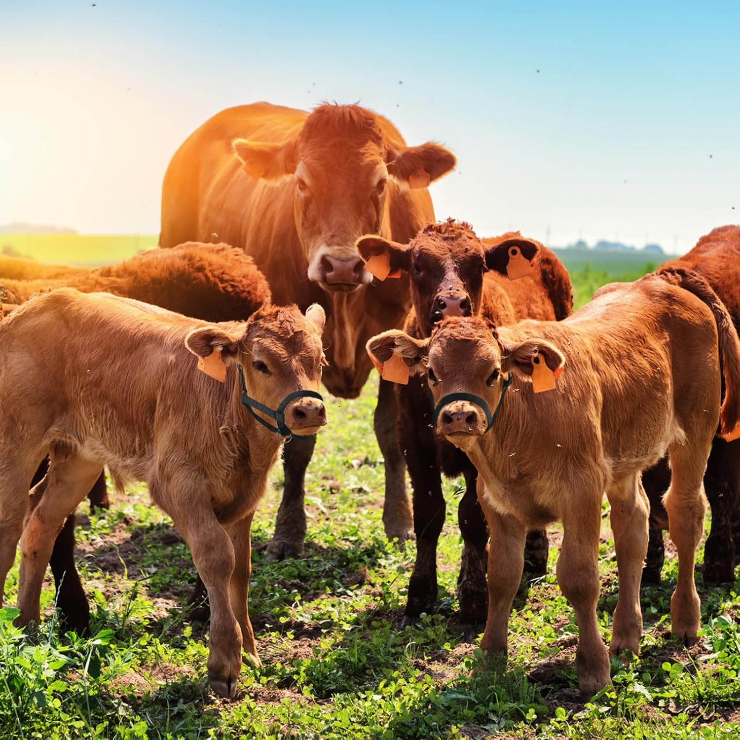 Hillban Cow Halter Cattle Halters Adjustable Calf Halter with Leading Rope for Miniature Horse Donkey Goat Foal Nylon Cattle Halters Training Supplies image number 5