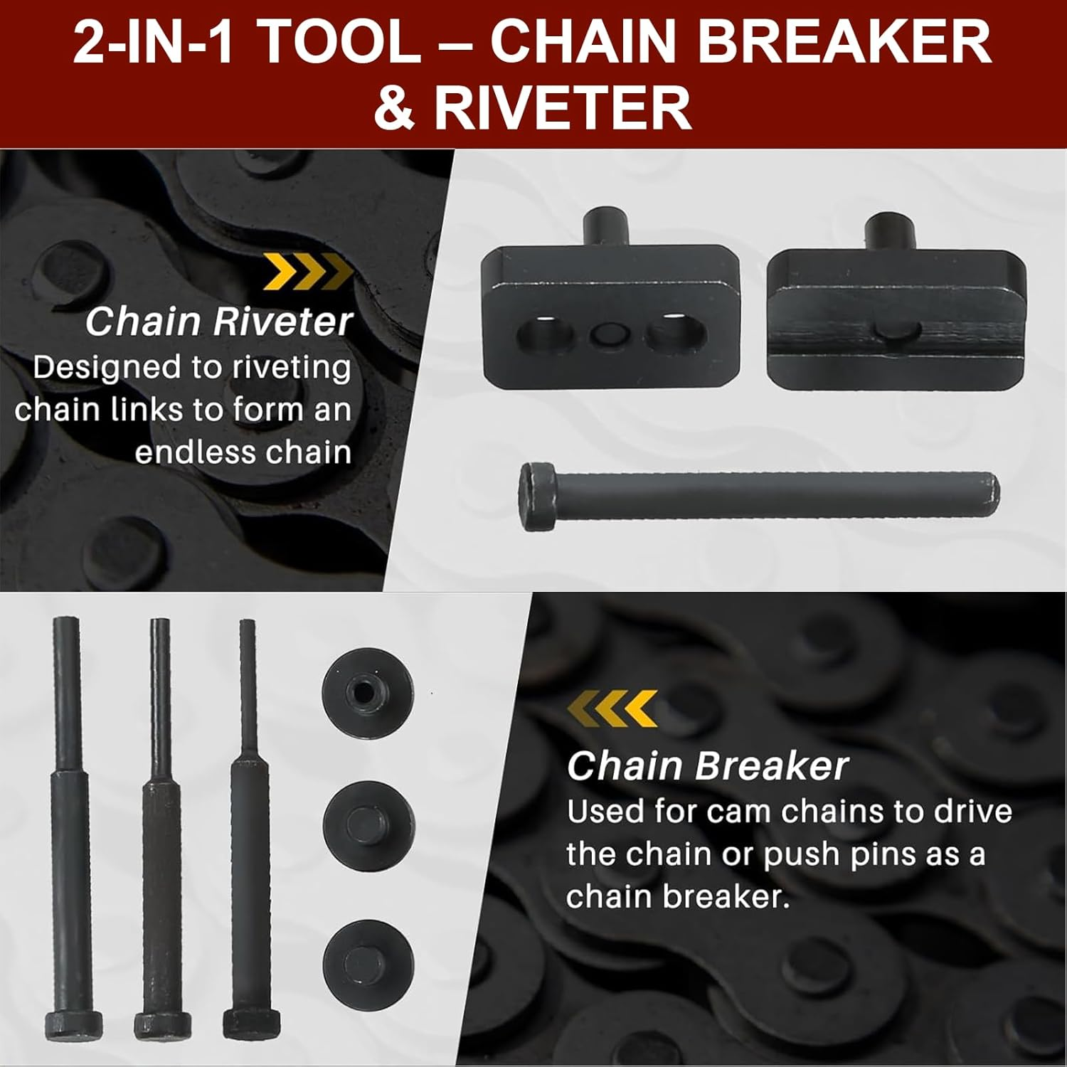 MAEZOE Motorcycle Chain Breaker Tool Kit Efficient Chain Cutter and Rivet Tool Durable Portable for Motorcycles Bikes ATV Repair DIY Enthusiasts Mechanics image number 3