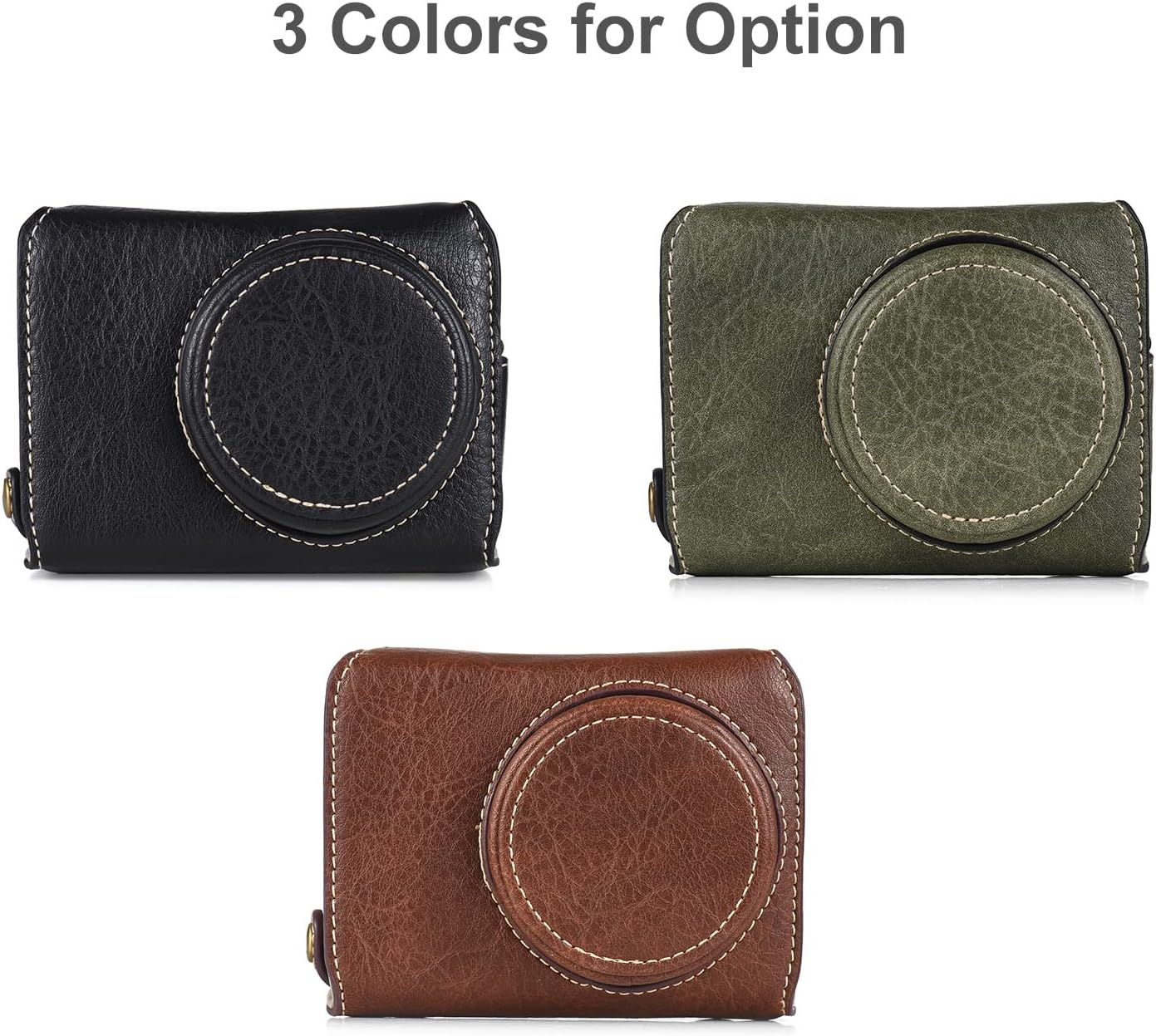 Portable Camera Case Synthetic Leather Camera Carry Bag with Shoulder Strap Replacement for Ricoh GR3 GR III/ GR3X Camera Coffee