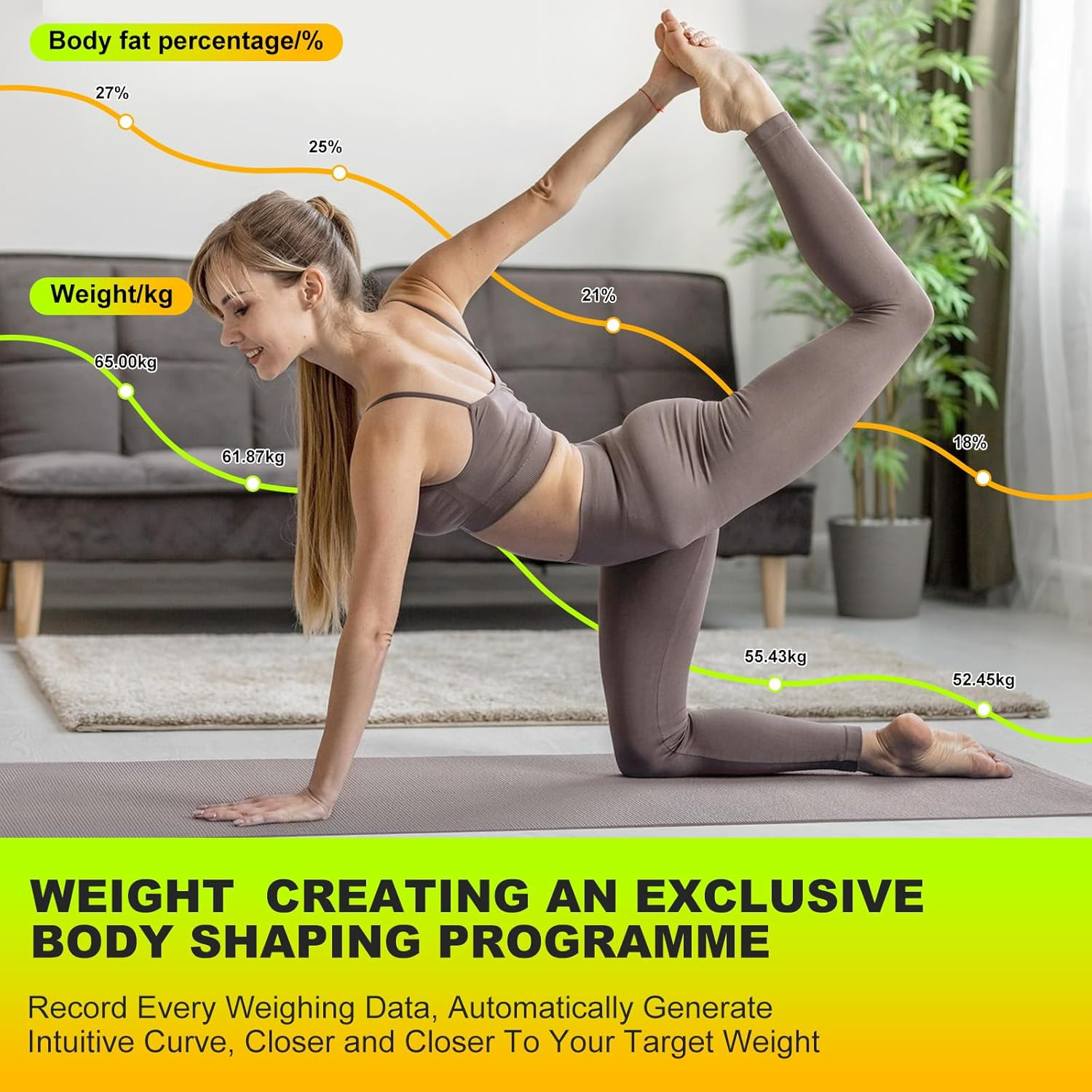 Oolong Bluetooth Smart Body Fat Scale,Body Digital Scale, Weight Scale with Smartphone App,Wireless BMI Bathroom Scale,Load Capacity 396 Lbs/180 Kg,Measures Weight,Body Fat, BMI,BMR and 24 Other Data image number 5