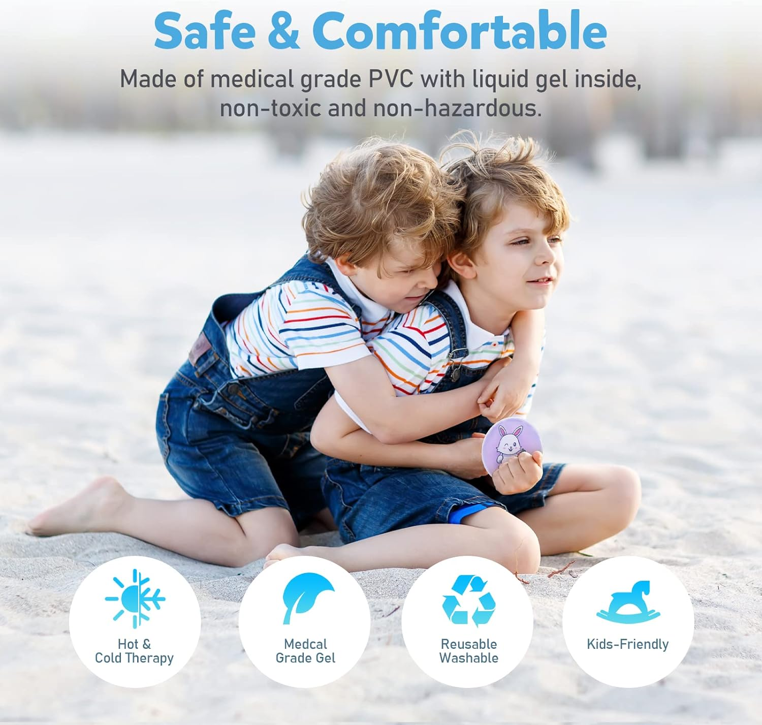 U-TOO Kids Ice Pack 3 Packs of Cute Animal Kids Ice Pack, Reused Hot and Cold Gel Bags, Kids Ice Pack Relieve Pain, Fever, Arm, Exercise Damage, Wisdom Tooth Pain image number 5