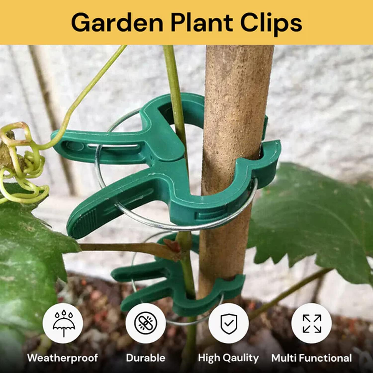 EZONEDEAL Plant Ties Reusable Garden Tape with 20Pcs Plant Clips Reusable Adjustable Thicker Support for Growing Strong Grip Gentle Plant & Flower Clips for Supporting Stems image number 6