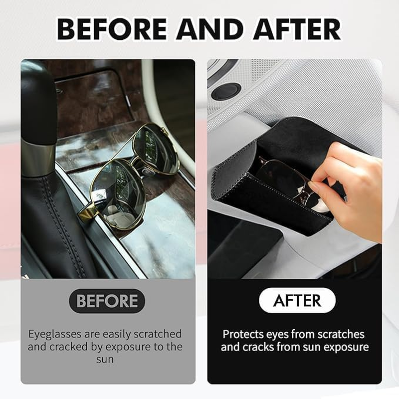 Sunglasses Holder for Car Sun Visor, Leather Auto Eyeglasses Storage Case, Sun Visor Glasses Holder Organizer Box image number 3