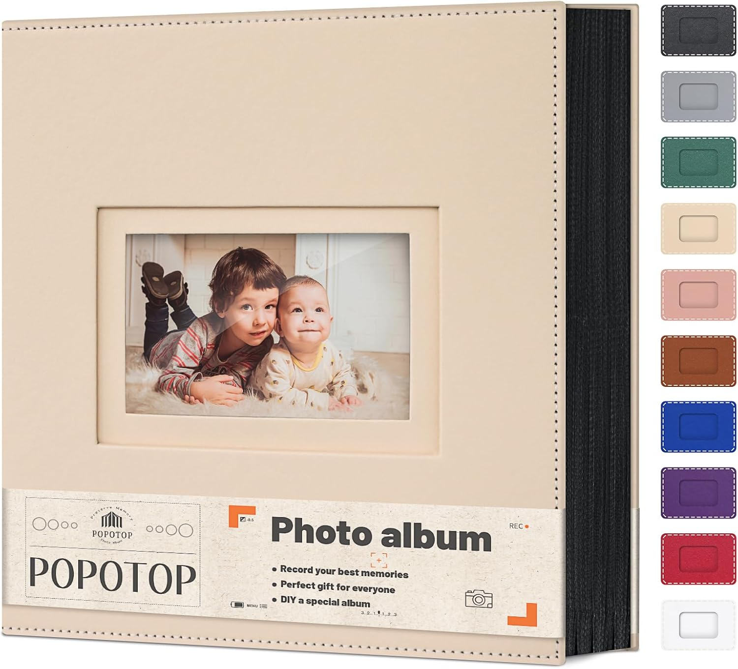 Popotop Photo Album 4X6 300 Pockets with Leather Hardcover Cover, Small Photo Album Holder Book with 50Pcs Pages for Family Travel Wedding Baby Gifts