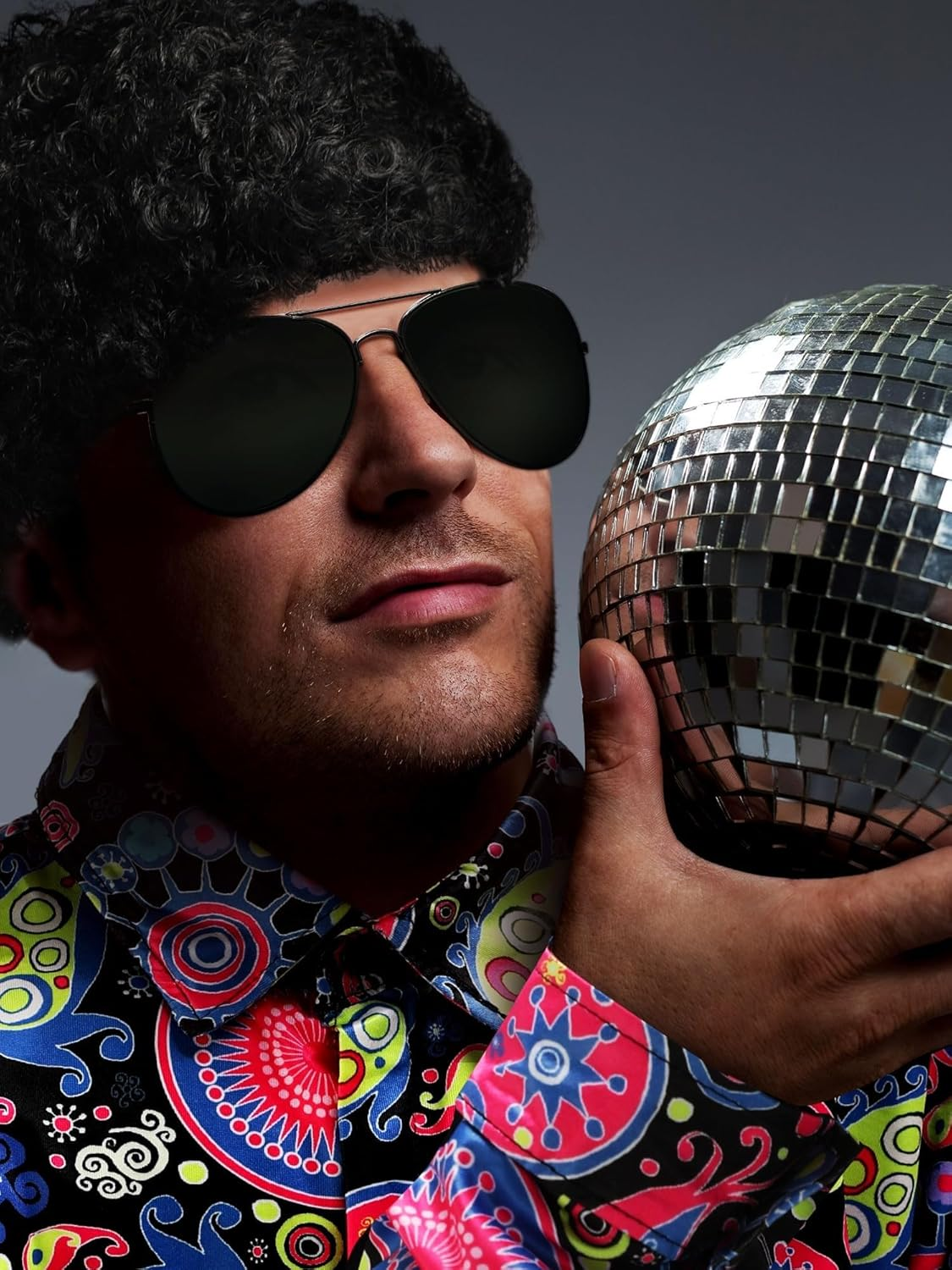 Slowton Men'S 70S Disco Costume - 1970S Vintage Floral Shirt & Flared Trousers Two Piece for Disco Party, Stage Performance Costume Set, Disco Accessories for Halloween Party, Hippies Outfits for Men image number 4