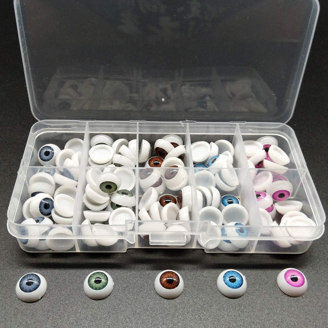 100Pcs/Box 12Mm Doll Eyeballs Half round Acrylic Eyes for DIY Doll Bear Crafts Halloween for Adults image number 3