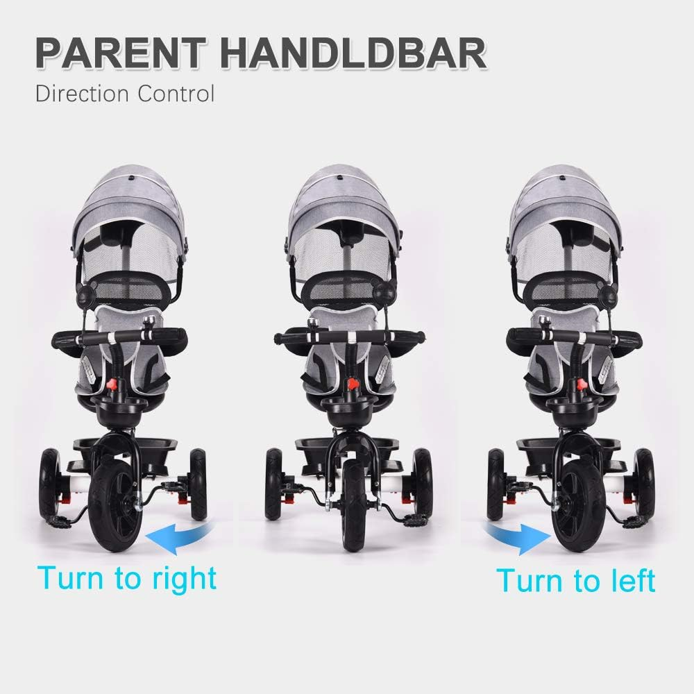 4 in 1 Baby Walker Kids Trike Tricycle Bike Children Bicycle Ride on Toy Safety Fence Adjustable Seat Handlebar image number 4