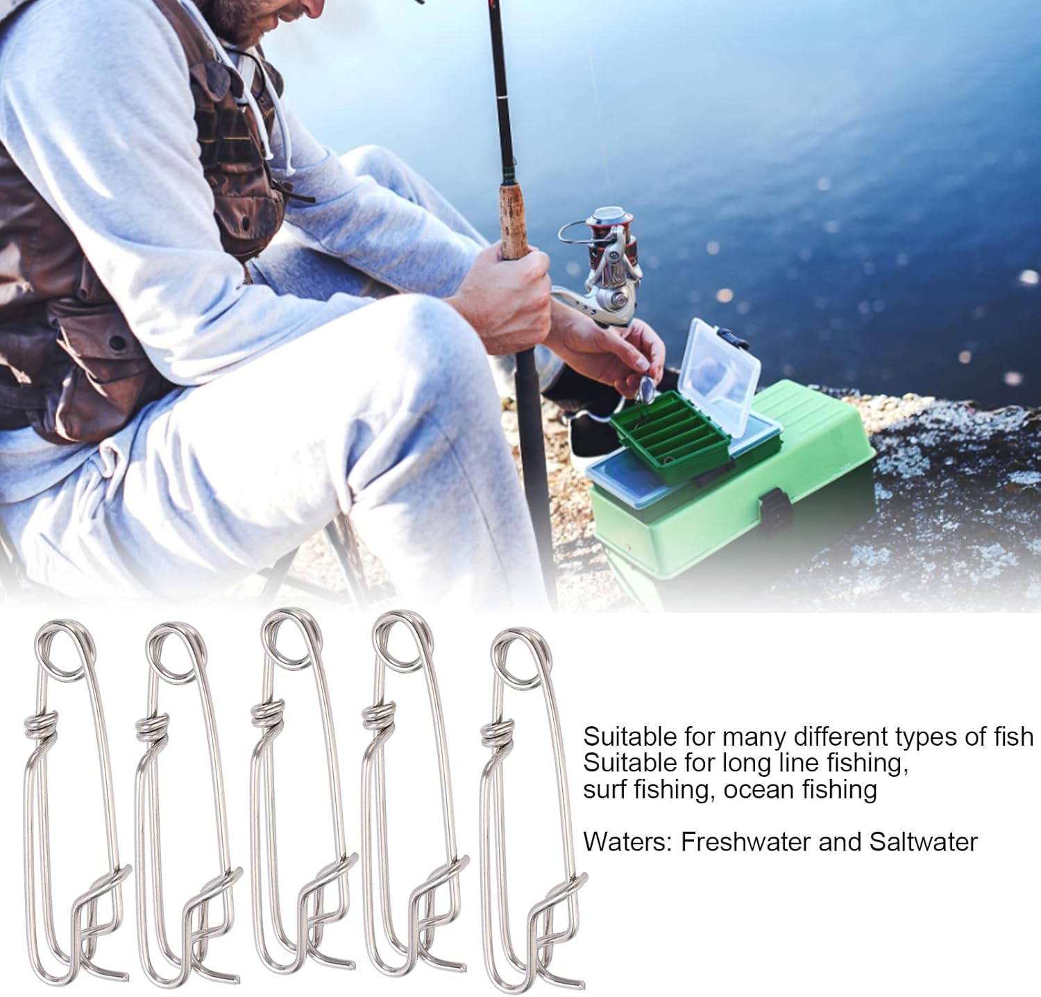 Closed Eye Fishing Clips Snap, Long Line Clips Snap Polished Lightweight for Surf Fishing 3.5 * 125MM image number 4