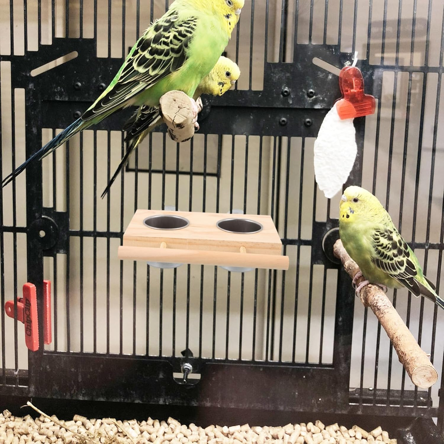 PENIKOKO Parrot Feeding Bowls Bird Perch Cups Metal Bird Food Water Bowl Feeder image number 4