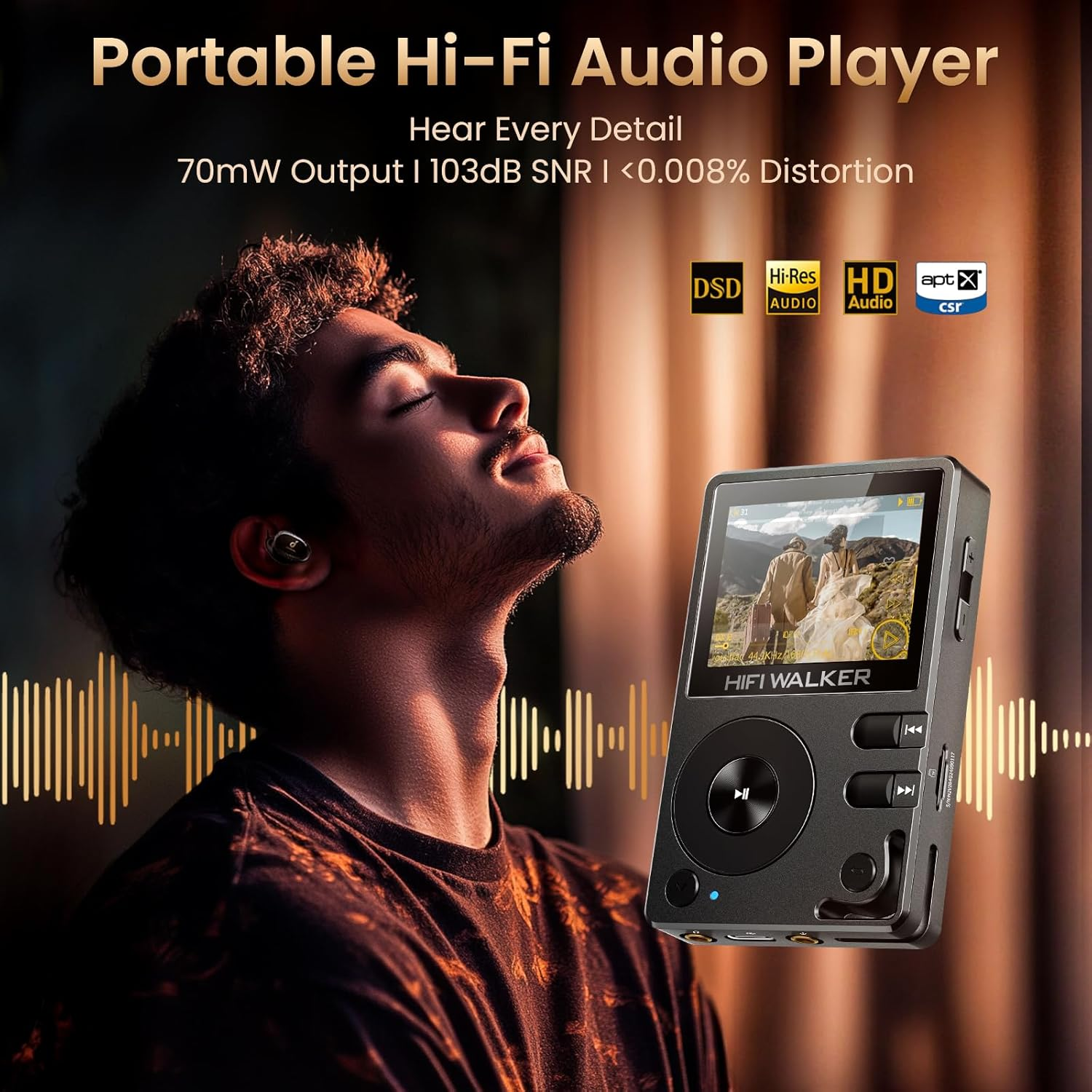 HIFI WALKER H2 Hifi MP3 Player with Bluetooth 5.2, Lossless DSD FLAC Player, Digital Audio Player Hi Res Portable Music DAP Player with 64GB Micro SD Card, Support up to 256GB image number 6