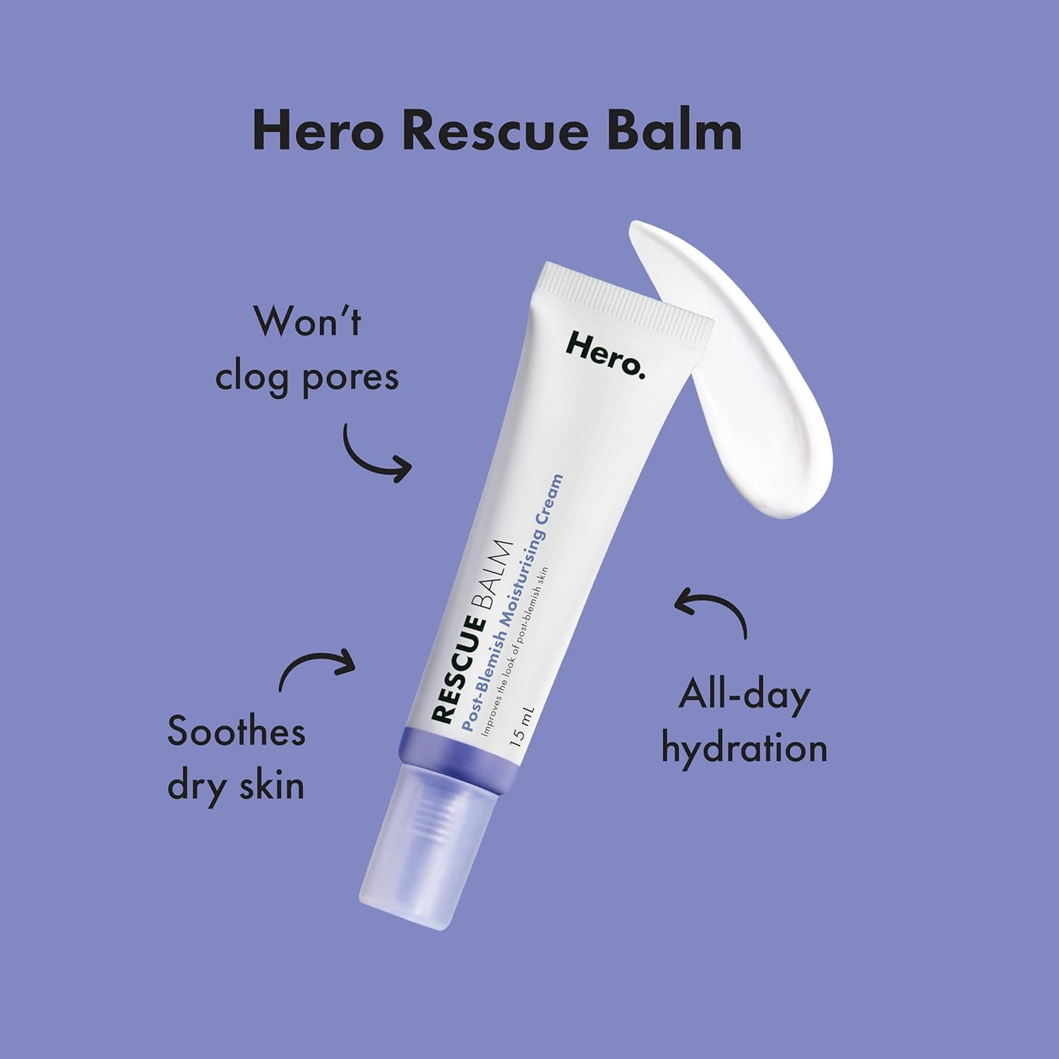 Hero Rescue Balm, Post-Blemish Moisturising Cream 15Ml - Dermatologist Tested, Soothes Dry Skin, Won'T Clog Pores, Lightweight Formula - Ideal for Post-Pimple Care image number 4