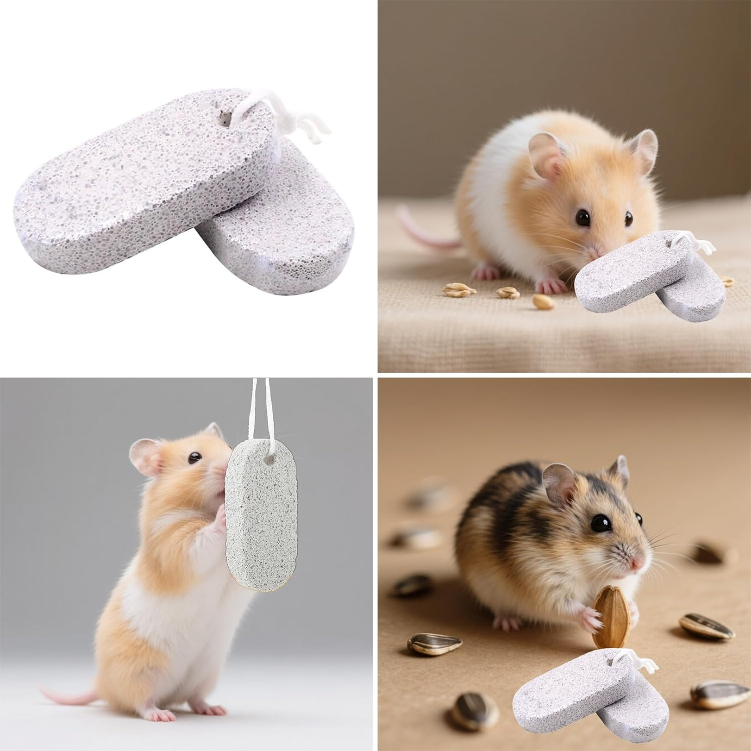 Pack of 2 Pet Teeth Grinding Stone Mineral Molar Stone for Rabbits Squirrel Hamster Chinchilla Rats Other Small Pets Calcium Chew Toy Small Animal Toy Accessories Toy image number 4