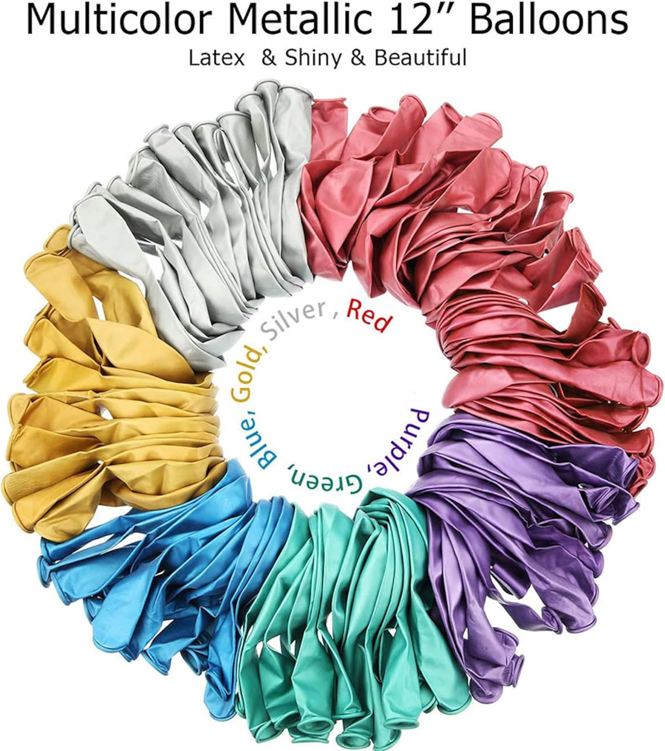 Metallic/Chrome Silver Balloons Garland Kit, Different Sizes, 12 Inch Party Latex Balloons for Birthday, Graduation, Wedding, Holiday Decoration (Mix) - Mix image number 4