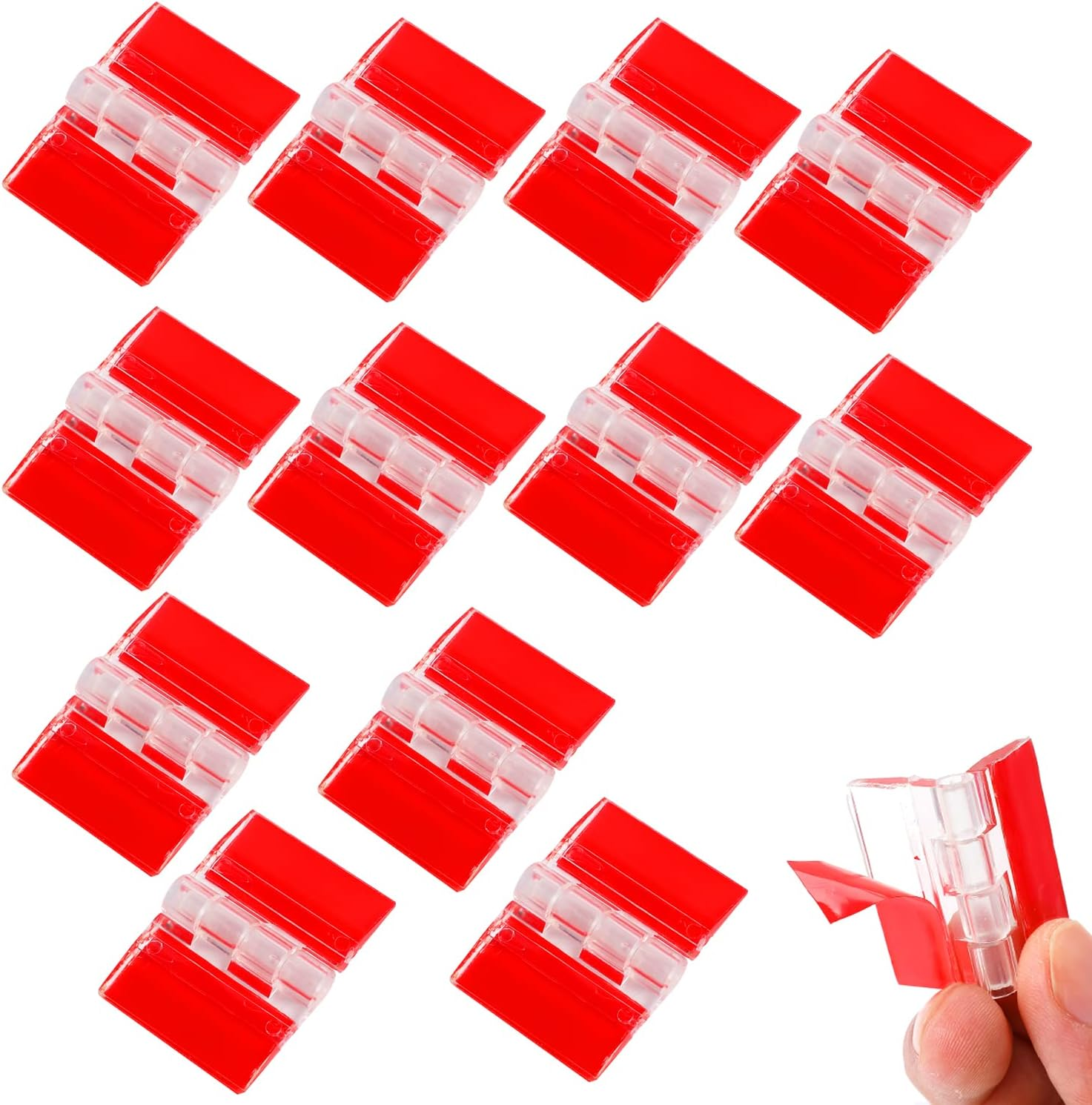 12 Pcs Acrylic Hinges Self Adhesive Clear Small Hinges Plastic Transparent Continuous Piano Hinge Folding Hinge Tools for Cabinet Drawer Furniture DIY Display Stand 35X25 Mm, SLIVERDEW539724_3
