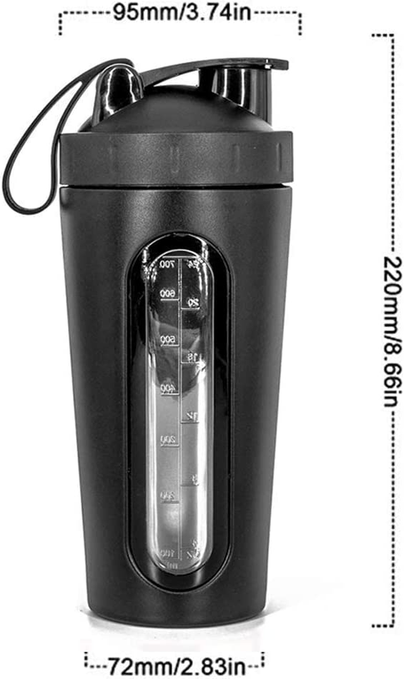800Ml (28Oz) Stainless Steel Protein Shaker Bottle with Mixing Ball | Visible Window | Carrying Loop | Leak Proof | BPA Free | 2018 New Model | 2 Colors image number 1