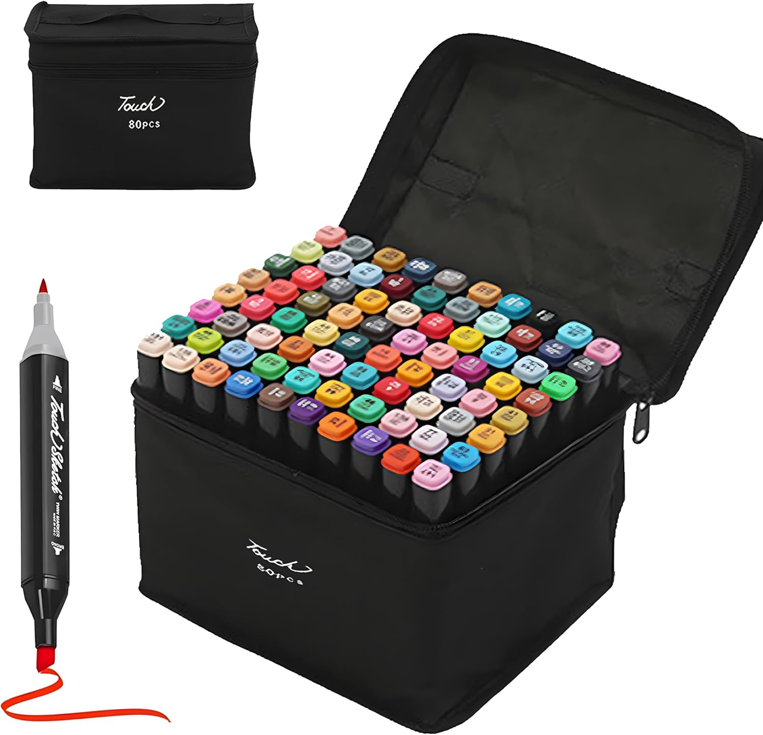 Misitti 80 Colors Alcohol Markers Artist Drawing Art Dual Tip Markers Perfect for Kids Boys Girls Students Adult(Black Shell) image number 1