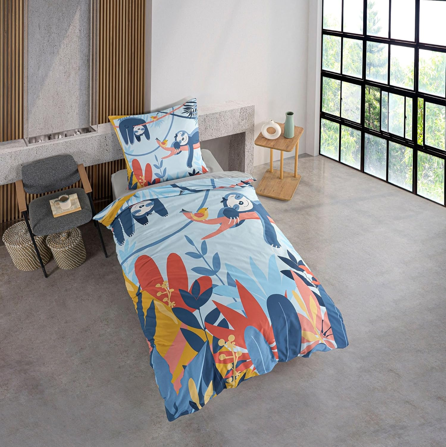 KK SHOPPING Versandhandel Klaus Kolodzie Sloth Bed Linen Set 135 X 200 Cm 100% Cotton image number 1