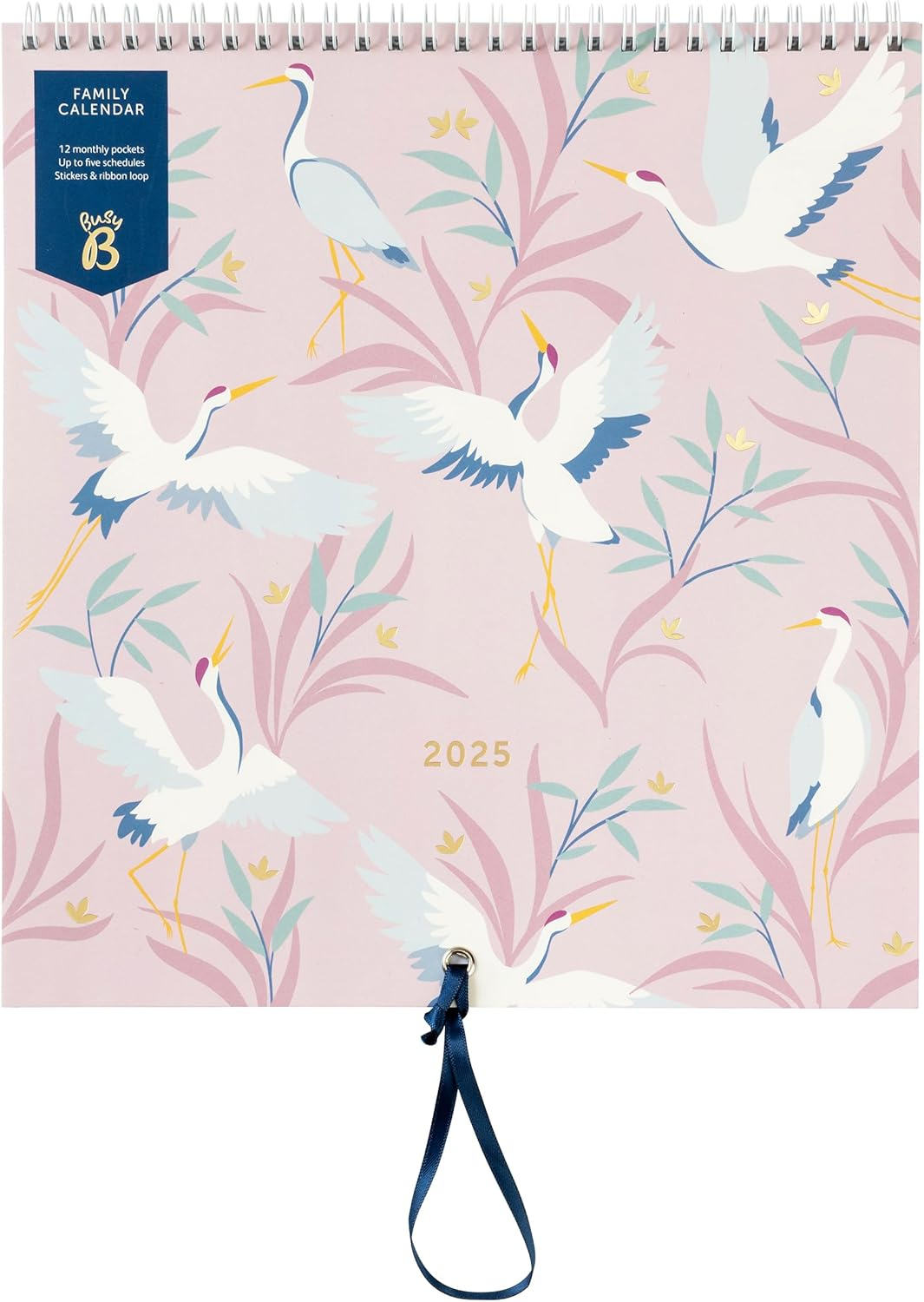 Busy B Family Wall Calendar 2025 &ndash; Birds Design with 5 Columns & Storage Pockets - Monthly 2025 Calendar for Busy Families with Colour-Coded Stickers - 25.5 X 23.5Cm image number 4