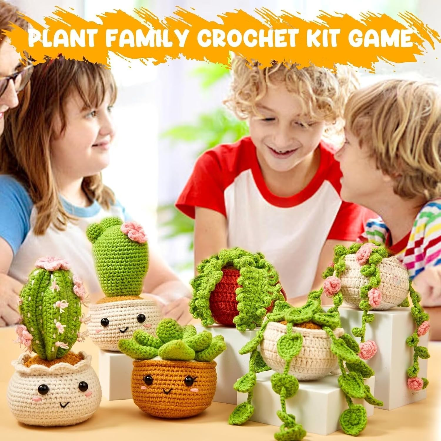 SENIURIS Crochet Kits for Starters, Crochet Beginners Knitting Crochet Kits with 6 Pack Hanging Potted Plants Family. image number 6