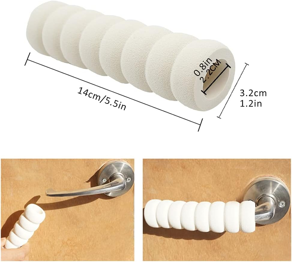 Door Handle Cover Foam, Foam Door Handle Bumper, 8-Piece Door Handle Protector, Door or Window Handle Protector, Childrens Home Protection, Anti-Static, Safe (White) image number 4