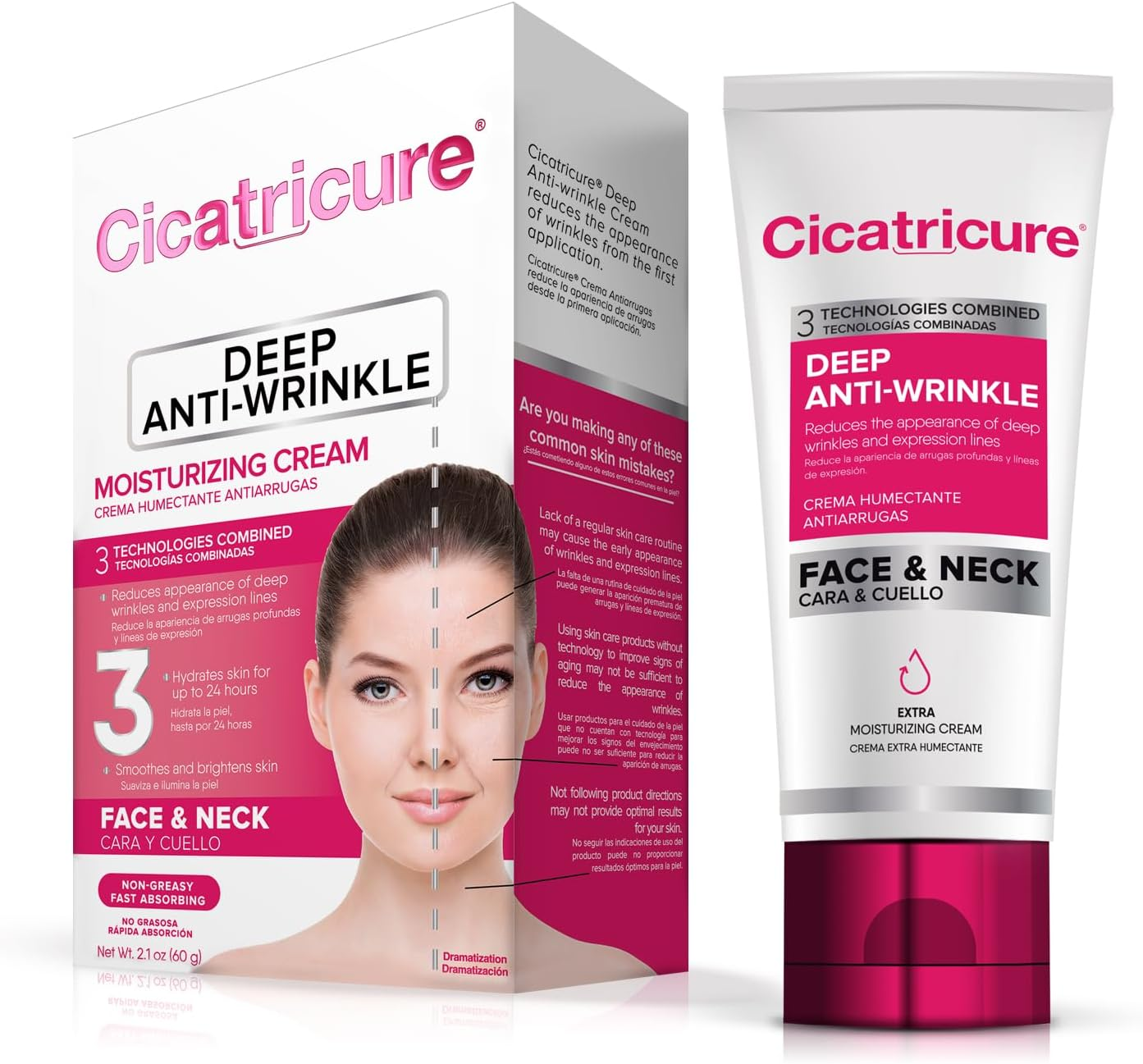 Cicatricure Deep Anti-Wrinkle Face & Neck Cream, Reduces the Appearance of Wrinkles from 1St Use, Face Moisturizer, Anti-Aging Cream, Non-Greasy Wrinkle Cream for Women, Neck Cream, 2.1 Ounces image number 2