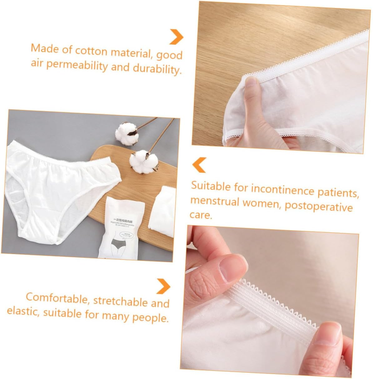 5Pcs Portable Travel Underwear for Women Cotton Disposable Underpants Breathable Underwear for Outdoor Trips and Everyday Use White image number 4