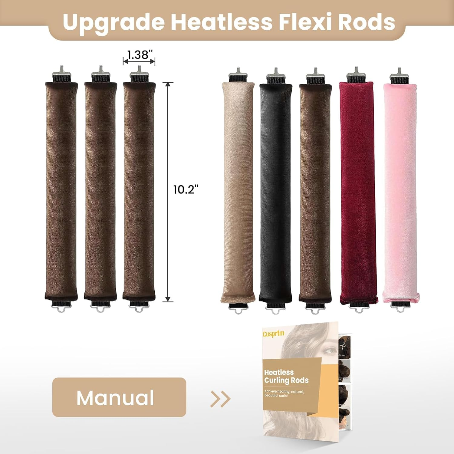 Heatless Hair Curler, Heatless Curls Overnight, No Heat Heatless Curling Rod Headband, Heatless Hair Curlers to Sleep In, 4PCS Rods with Hook for Most Hair Types (Pink, 1 Count (Pack of 5)) - Brown image number 7