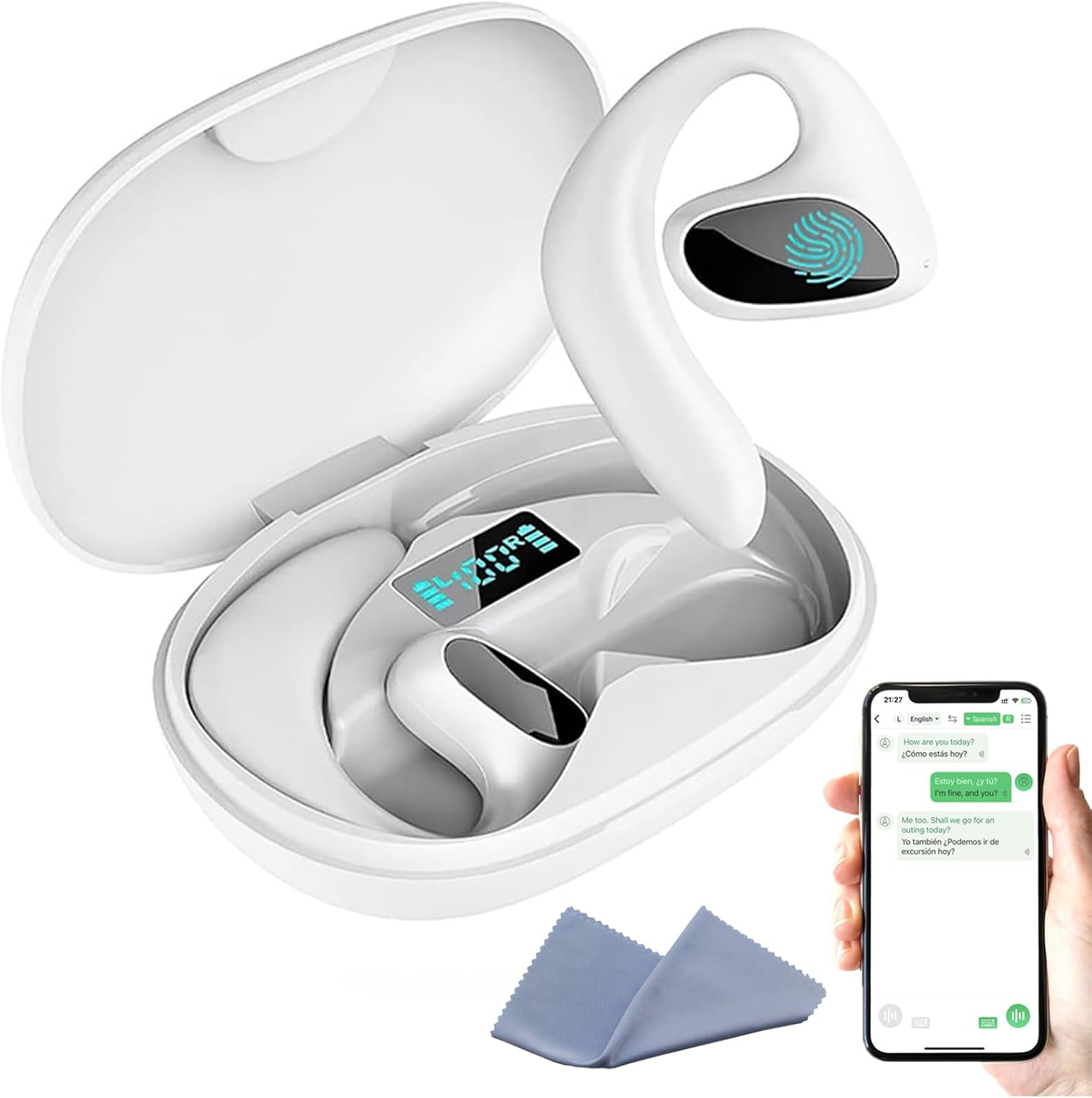 Meacode AI Translation Earbuds, AI Translation Earbuds Real Time with 156 Real - Time Languages for Business, Learning & Travel (Black)