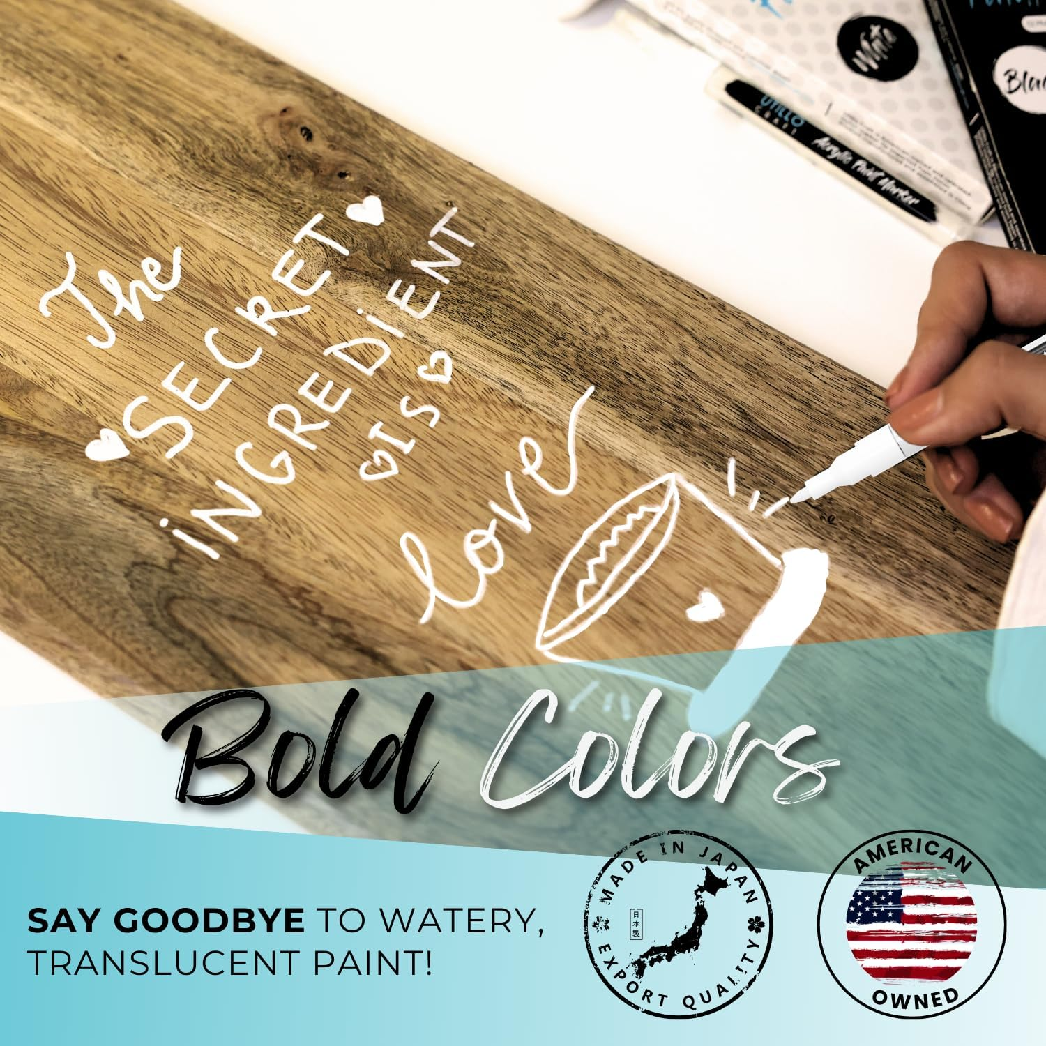 White Paint Pen (8-Pack) Extra Fine Tip Made in Japan | Bold Color+100% Coverage | for Rock, Wood, Glass, Paper, Plastic, Metal, Canvas, Etc. | 0.7Mm White Paint Markers | White Acrylic Paint Pens image number 2