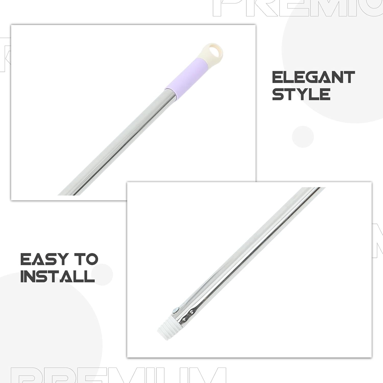 DOITOOL Stainless Steel Replacement Mop Rod Two-Section Metal Broom Extension Pole with Hanging Household Cleaning Handle for Floor and Bathroom Polished Surface Easy to Clean