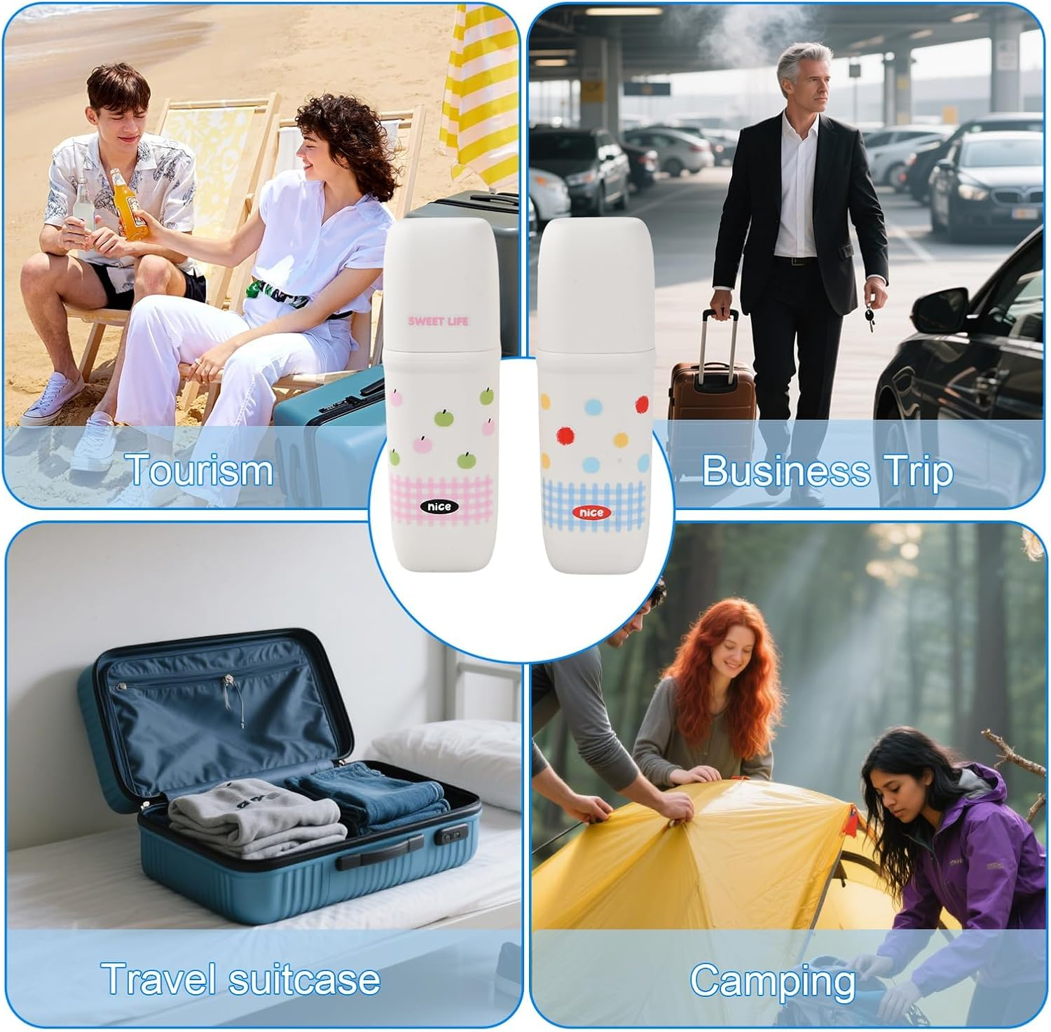 2 Pieces Travel Toothbrush Case,Travel Toothpaste Holder Set, Multifunctional Storage Toothbrush, for Home School Camping Business Trip Bathroom image number 3