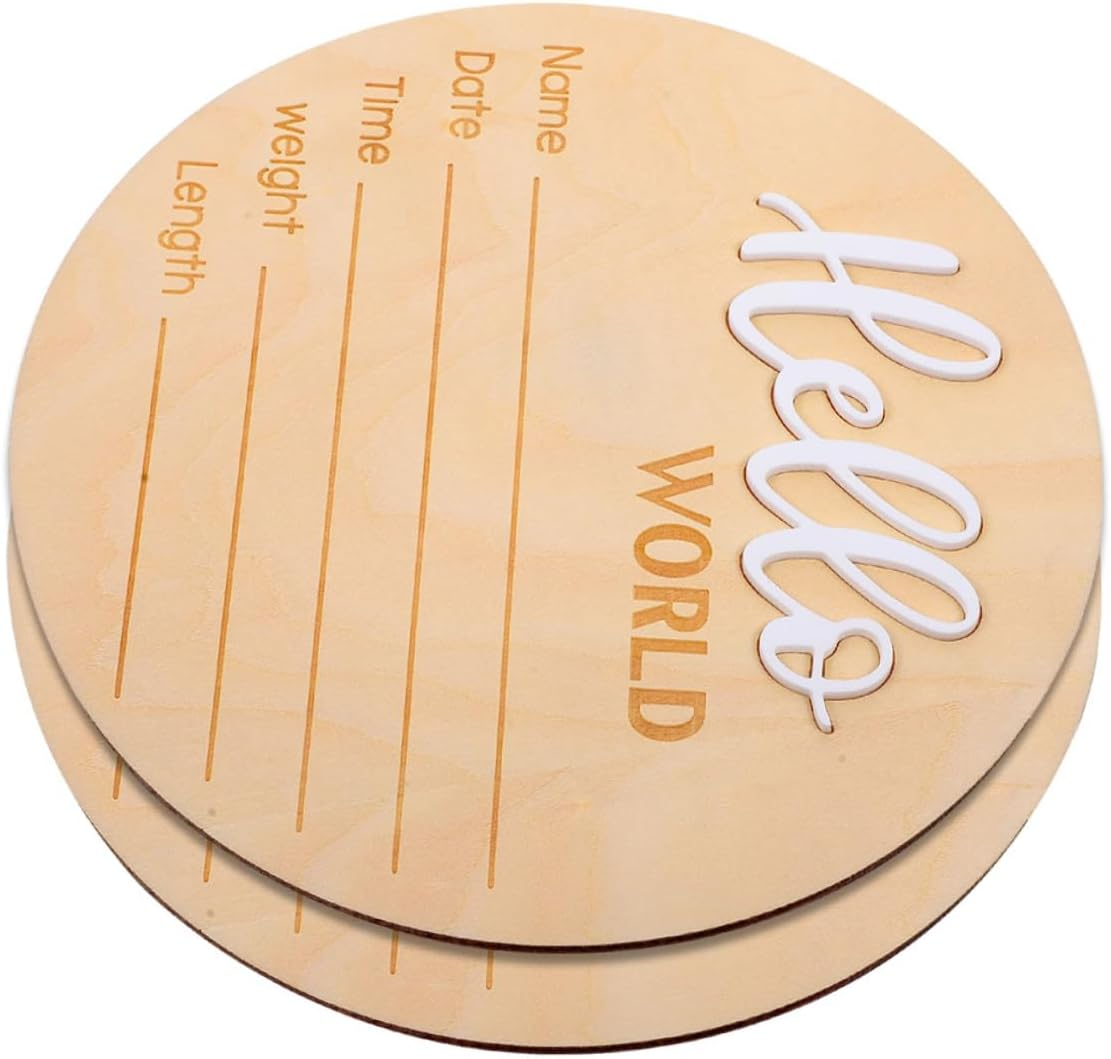 2 Pcs Wooden Birth Announcement Sign Newborn Name Plate for Hospital Photos Name Plaque for Announcement and Photography Prop image number 3