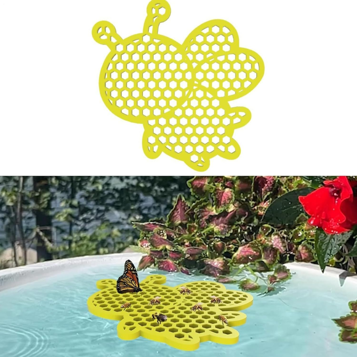 Bee Watering Station - 6.2 Inches Floating Butterfly Island | Floating 3D Bird Cup, Beehive Shaped Bee Watering Station, Beehive Garden Decor Butterfly Colorful Bird Bath for Drinking & Feeding image number 5