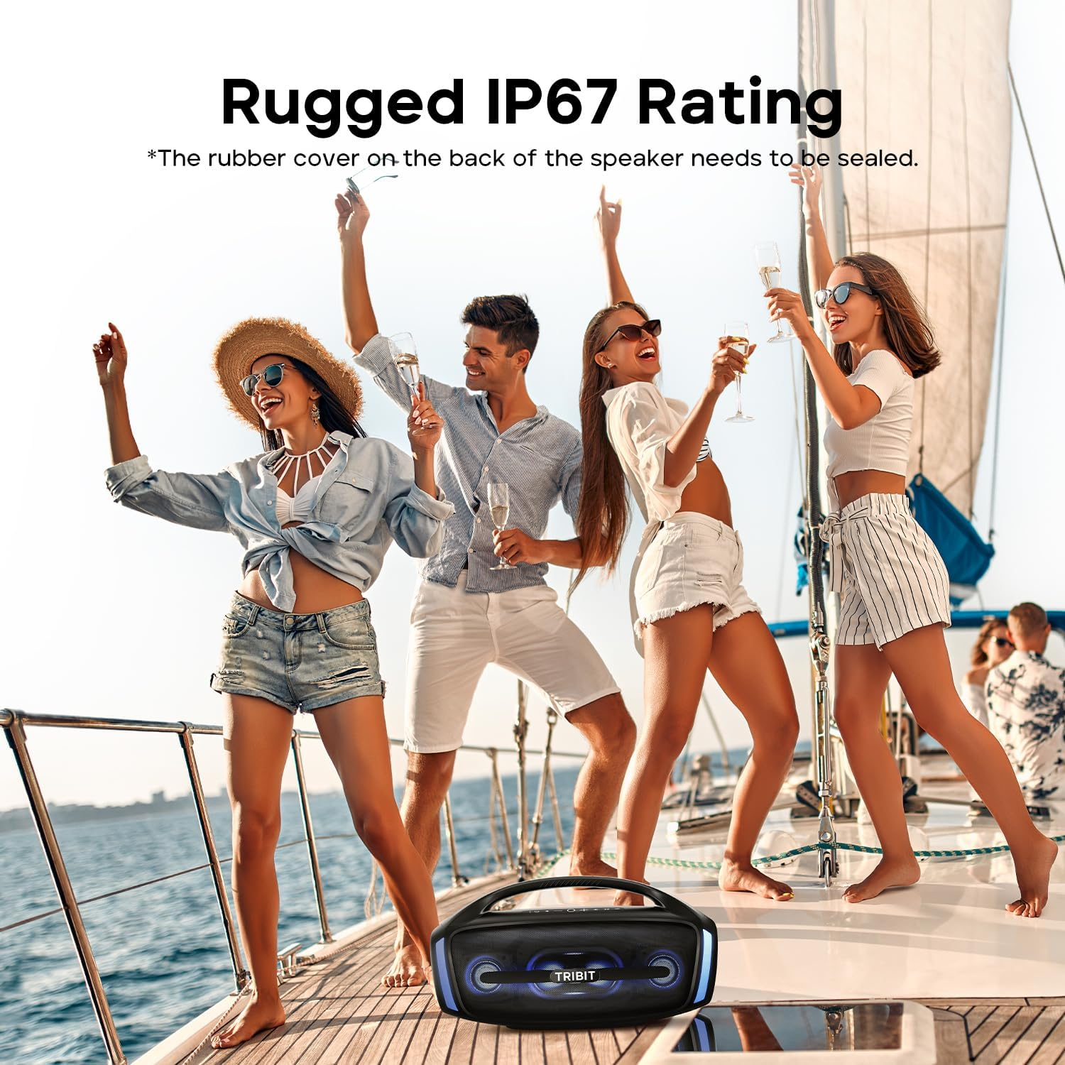 TRIBIT Stormbox Blast 2 Bluetooth Speaker, 200W Portable Speaker with Subwoofer,Xbass,Led Lights,Bluetooth 5.4,Ip67,Custom EQ,30H Playtime,Karaoke Function-Perfect for Outdoor Party/Garden/Beach