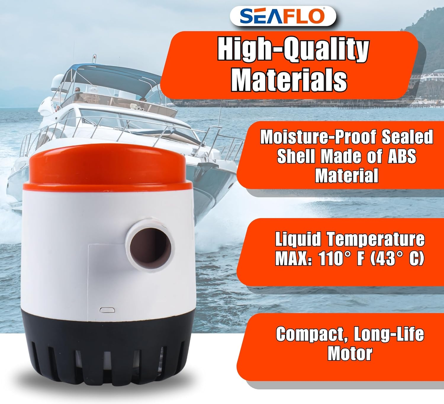 SEAFLO Automatic Submersible Boat Bilge Water Pump 12V Auto with Float Switch-New 750Gph 4 Year Warranty! image number 5
