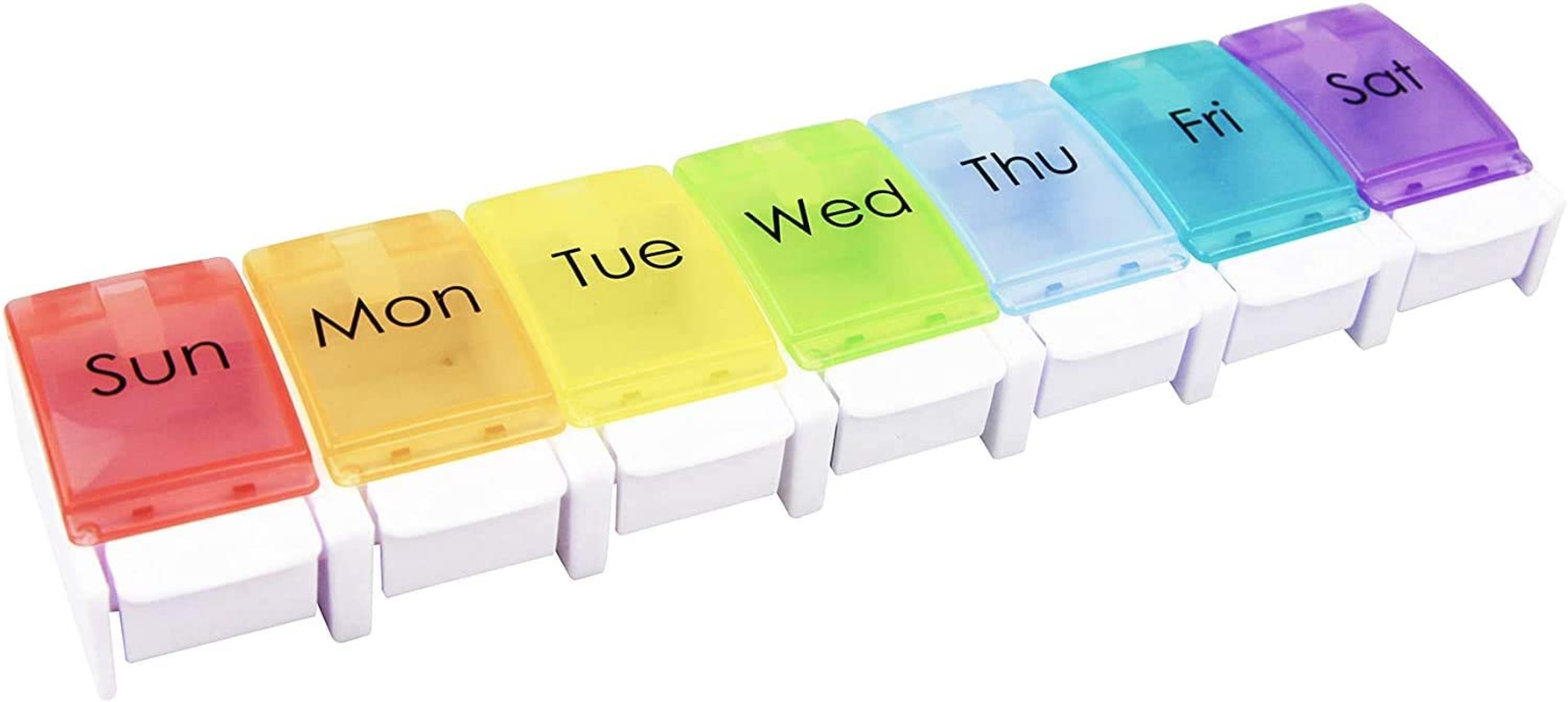 7 Day Pill Organizer, Large Push Button Weekly Pill Box for Pills/Vitamin/Fish Oil/Supplements image number 3