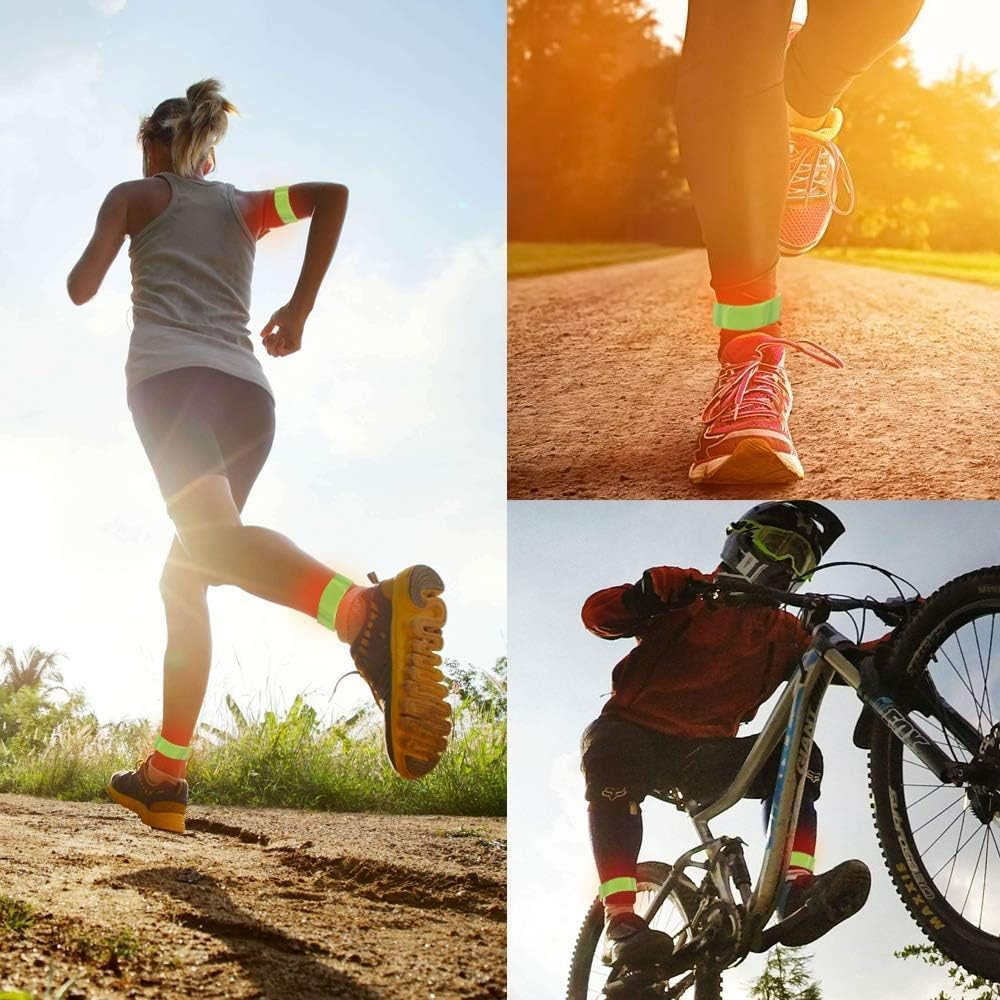 6 Pcs Reflective Bands Snap Bracelets Reflective Safety Band High Visibility Ankle Bands Enhance Safety for School Bags Keys Prams Hiking Joggers and Cyclists Fluorescent Green image number 2